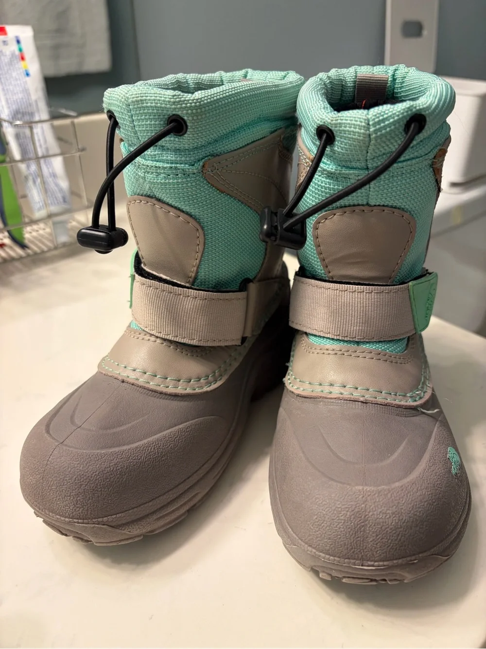 The North Face Kids Mint and Gray Snow Boots